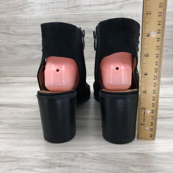 Franco Sarto Booties Womens 10 Hannah Black Zip Open Toe Ankle Boots - Picture 9 of 11